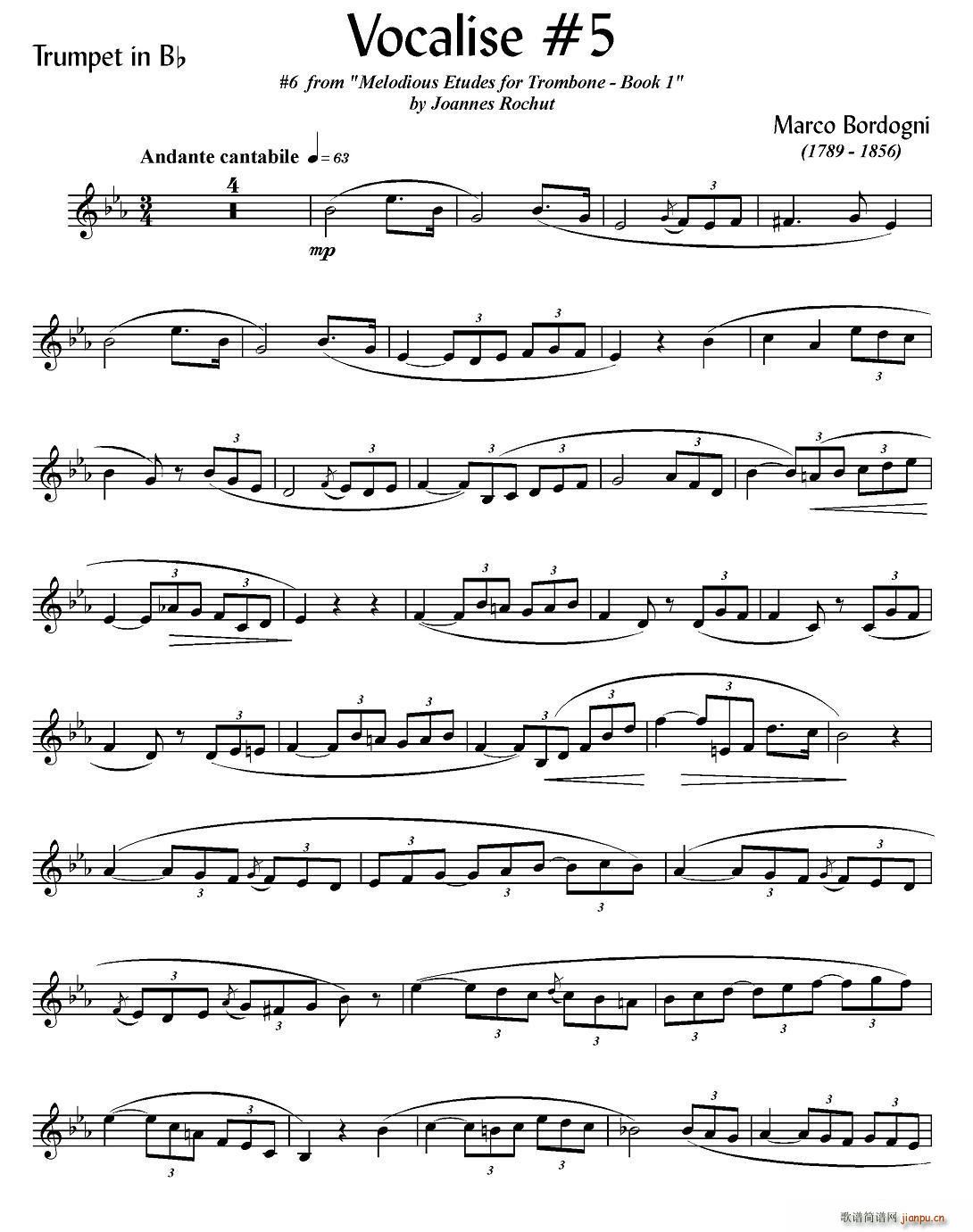 Bordogni Vocalise 5 小号 铜管(十字及以上)1