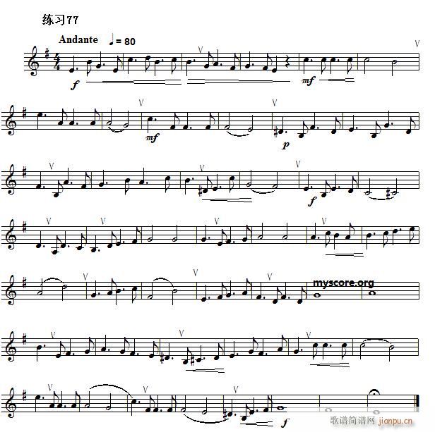 快速入门 附录 视唱浅易经典练习曲 77(十字及以上)1