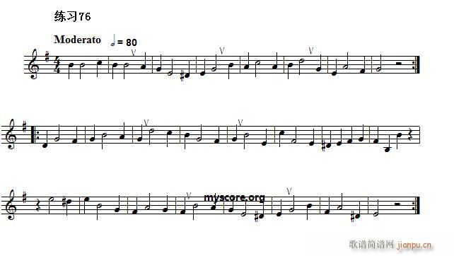 快速入门 附录 视唱浅易经典练习曲 76(十字及以上)1