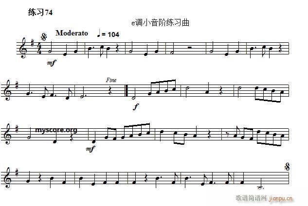 快速入门 附录 视唱浅易经典练习曲 74(十字及以上)1
