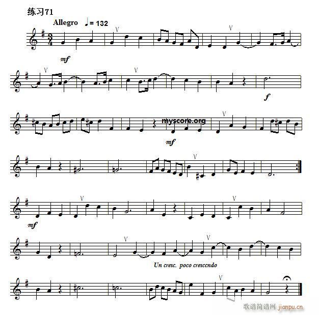 快速入门 附录 视唱浅易经典练习曲 71(十字及以上)1