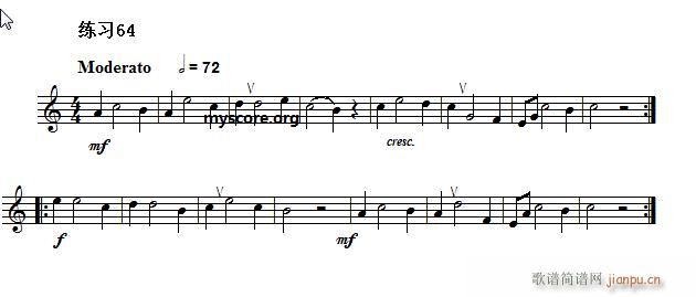 快速入门 附录 视唱浅易经典练习曲 64(十字及以上)1