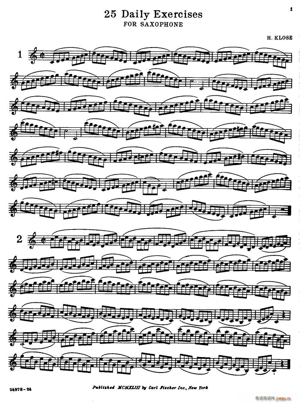 25 Daily Exercices for Saxophone 1 8(十字及以上)1