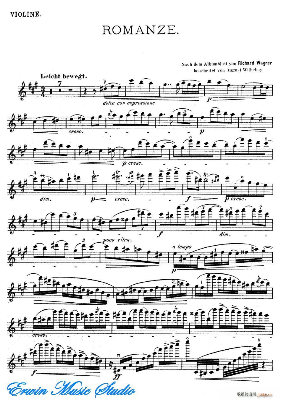 ROMANZE 浪漫曲 选自 公主梅特涅的专辑 提琴(十字及以上)1