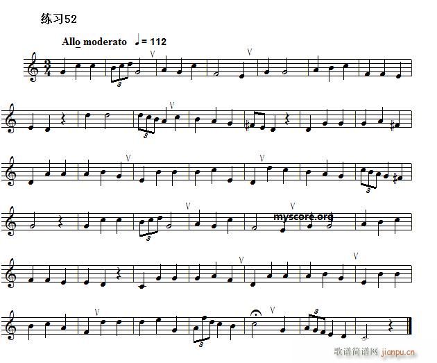 快速入门 附录 视唱浅易经典练习曲 52(十字及以上)1