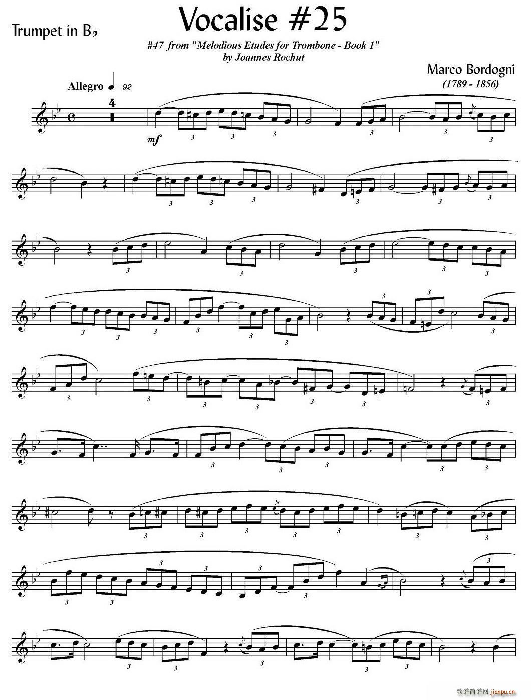 Bordogni Vocalise 25 小号 铜管(十字及以上)1