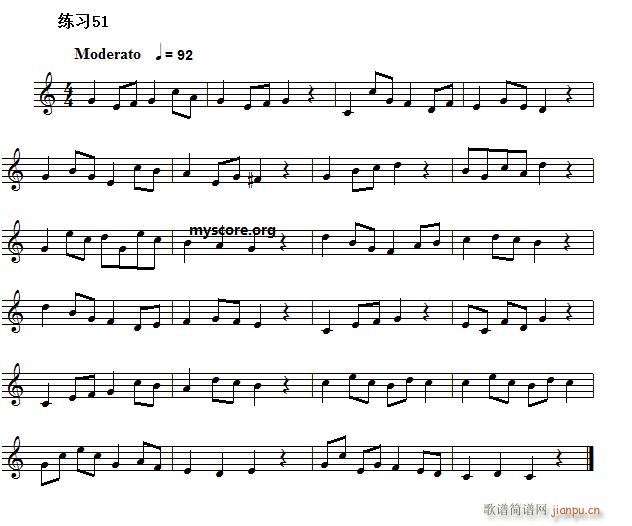 快速入门 附录 视唱浅易经典练习曲 51(十字及以上)1