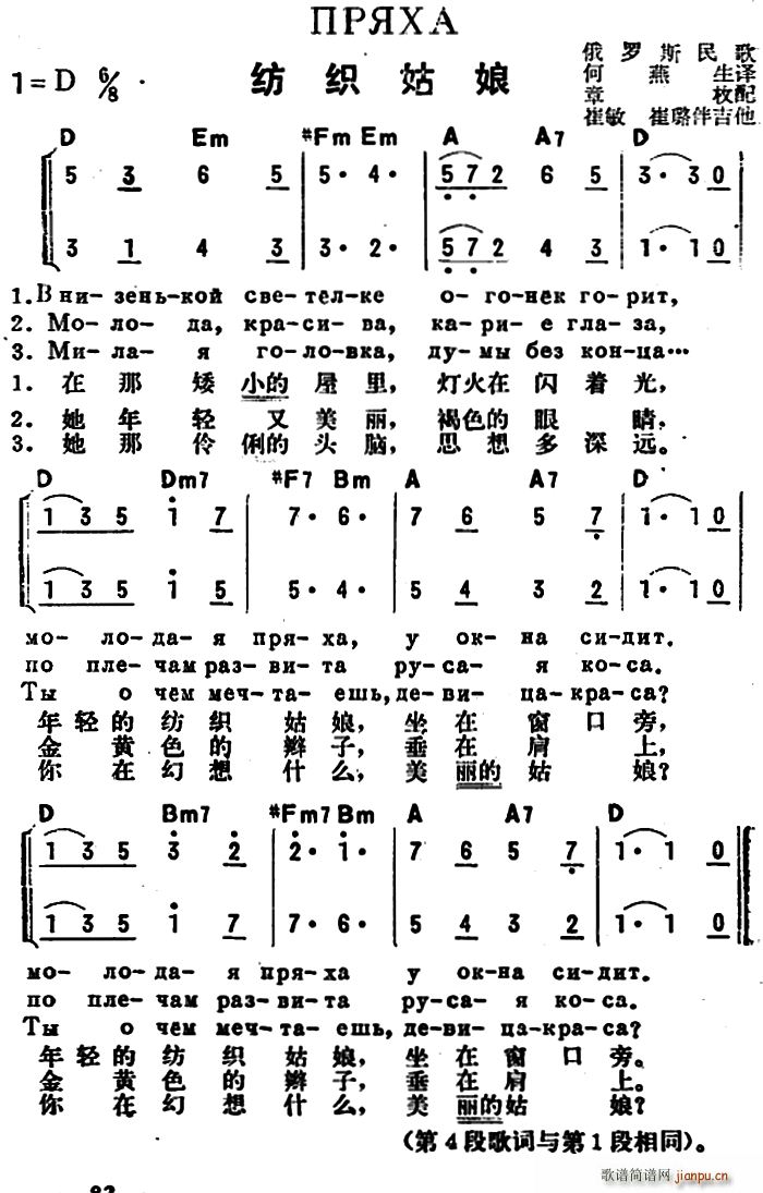 前苏联 纺织姑娘 中俄文对照 二声部(十字及以上)1