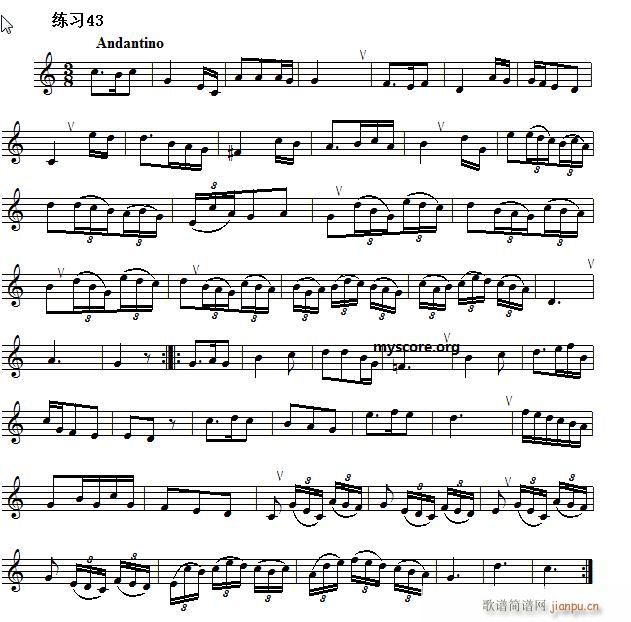 快速入门 附录 视唱浅易经典练习曲 43(十字及以上)1
