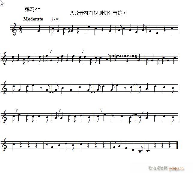 快速入门 附录 视唱浅易经典练习曲 47(十字及以上)1