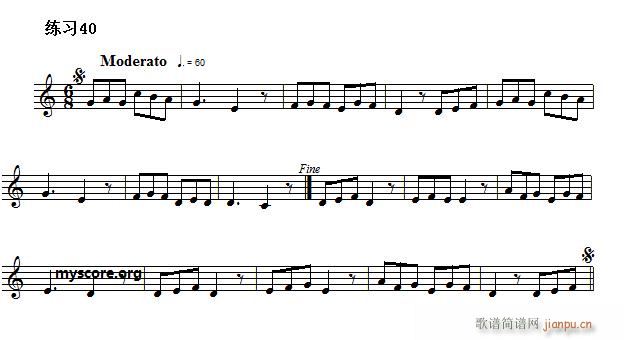 快速入门 附录 视唱浅易经典练习曲 40(十字及以上)1