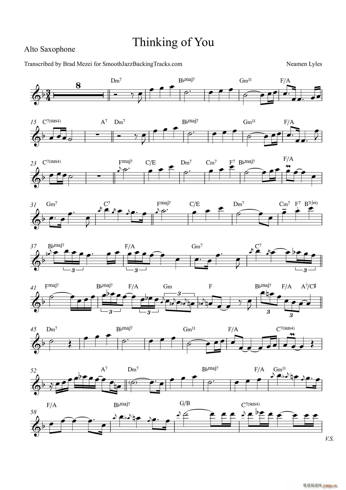 Thinking of You 中音萨克斯(十字及以上)1