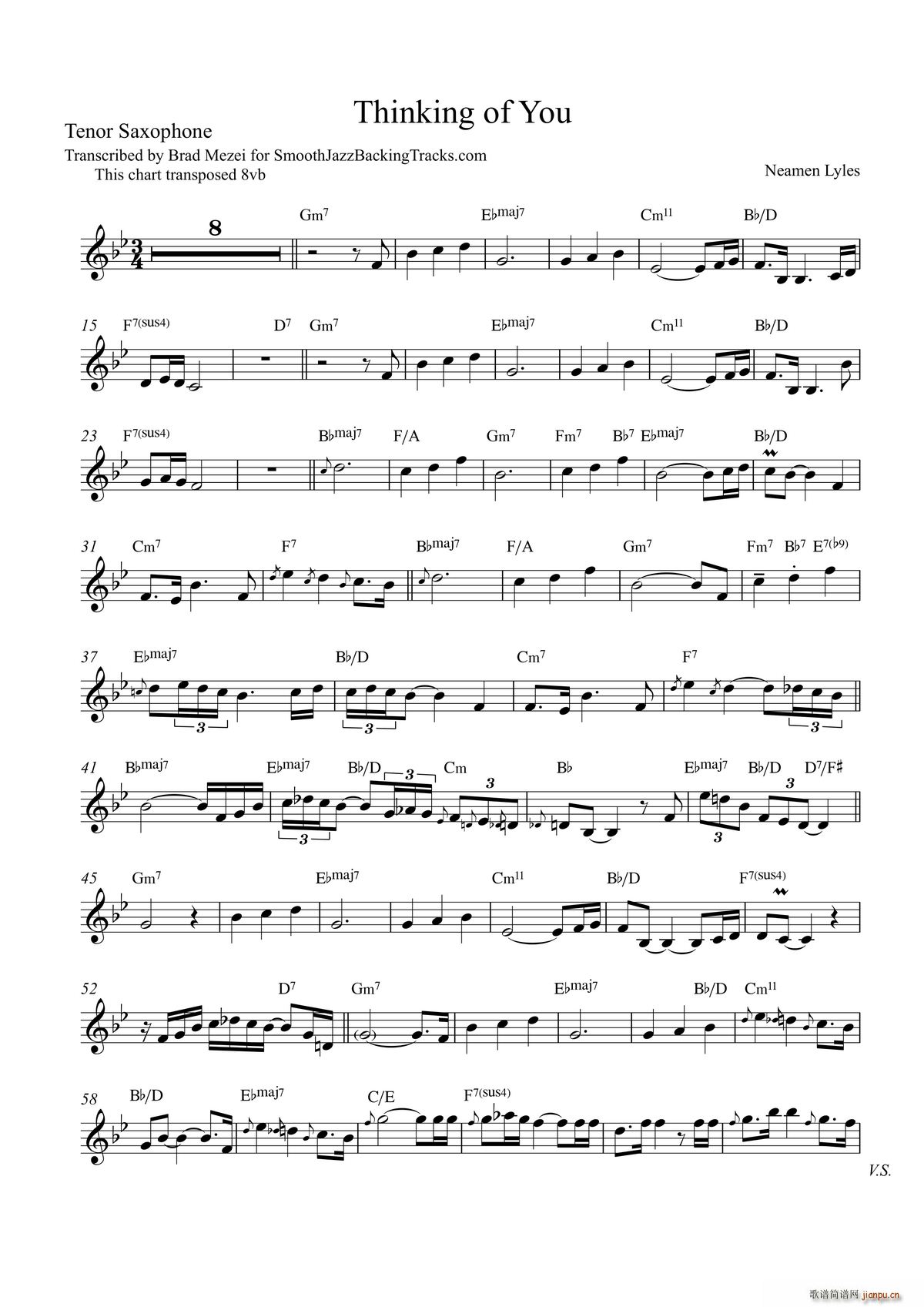 Thinking of You 次中音萨克斯(十字及以上)1