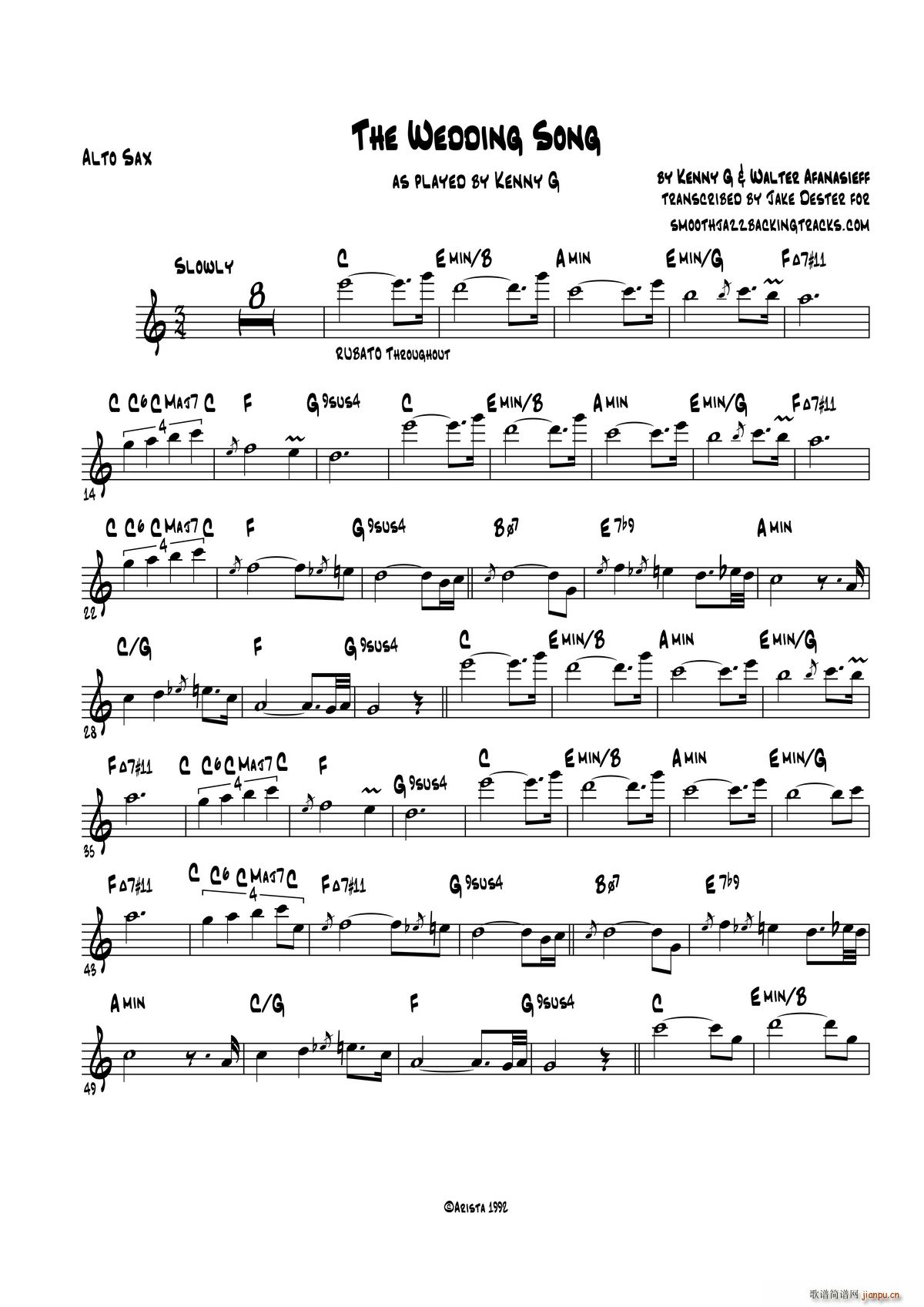 The Wedding Song 中音萨克斯(十字及以上)1