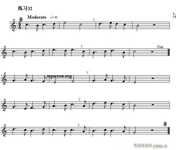 快速入门 附录 视唱浅易经典练习曲 32(十字及以上)1