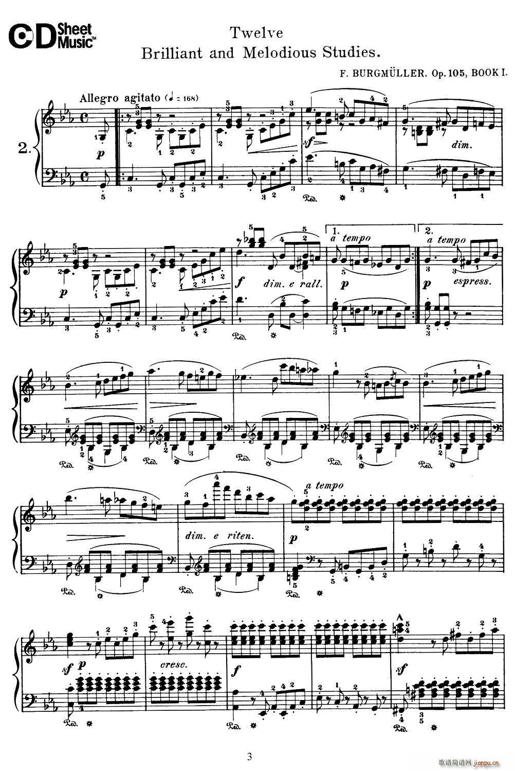 Burgmuller 12 Brillian and Melodious Studies 2(十字及以上)1