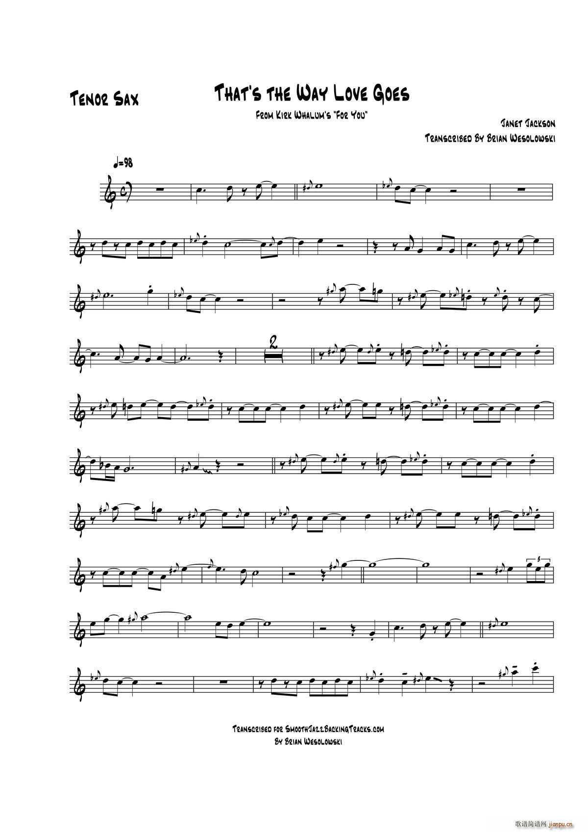 Thats The Way Love Goes 次中音萨克斯(十字及以上)1