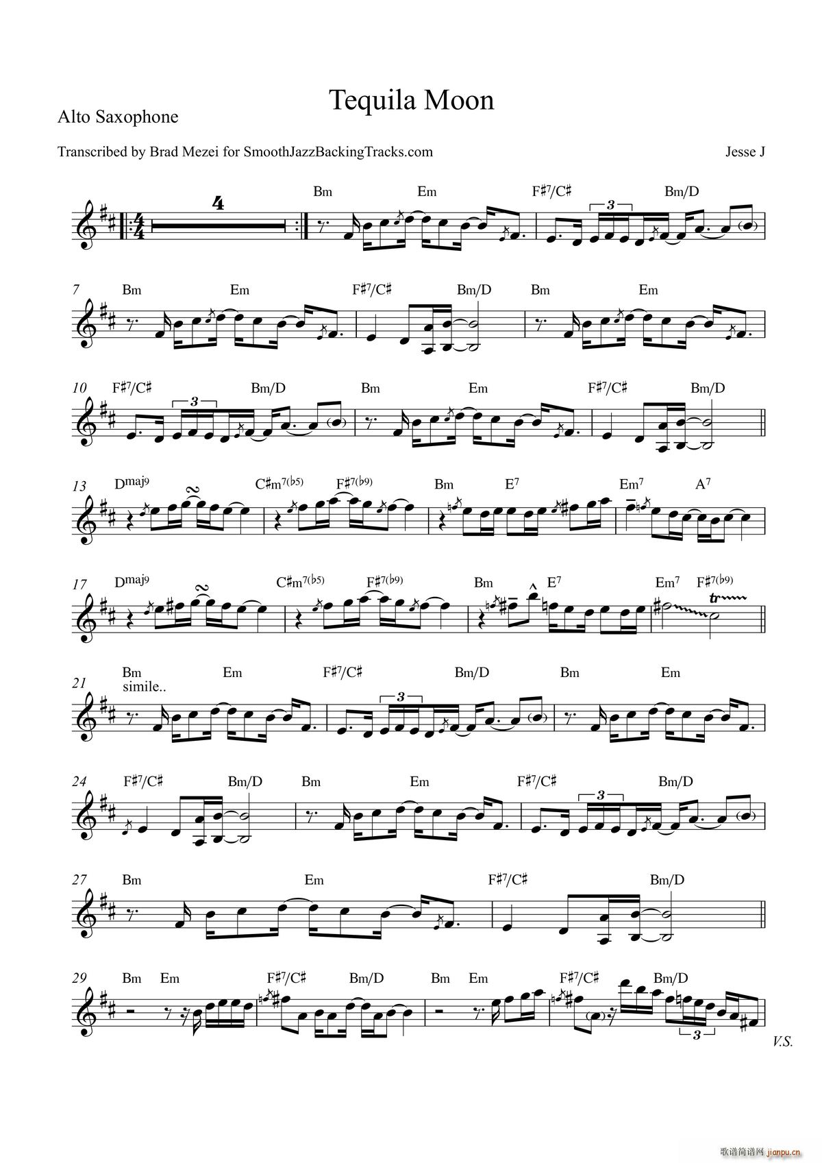 Tequila Moon 中音萨克斯(十字及以上)1