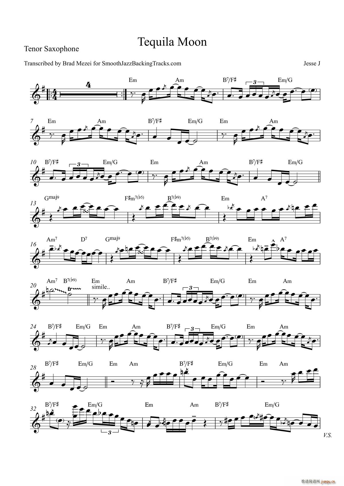 Tequila Moon 次中音萨克斯(十字及以上)1