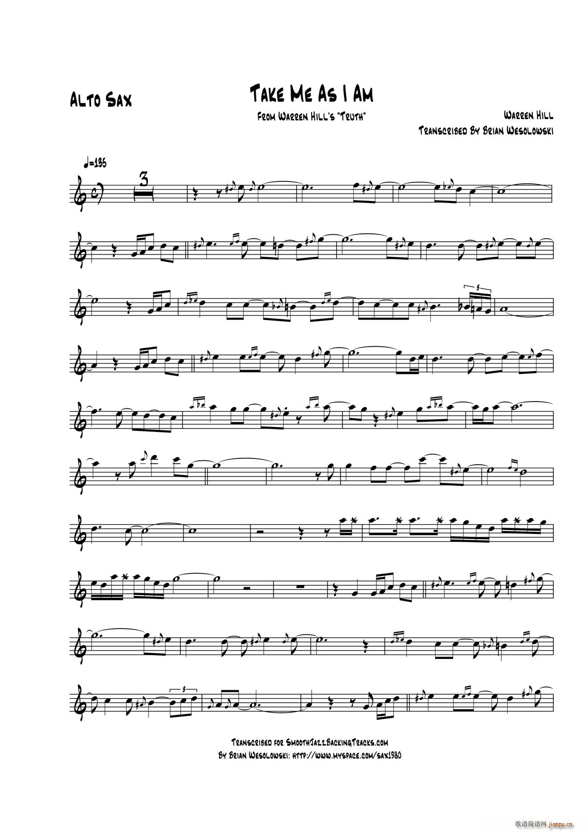Take Me AsI Am 中音萨克斯(十字及以上)1