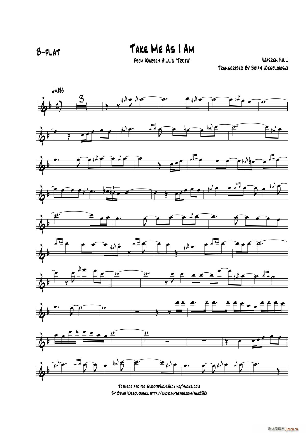 Take Me AsI Am 次中音萨克斯(十字及以上)1