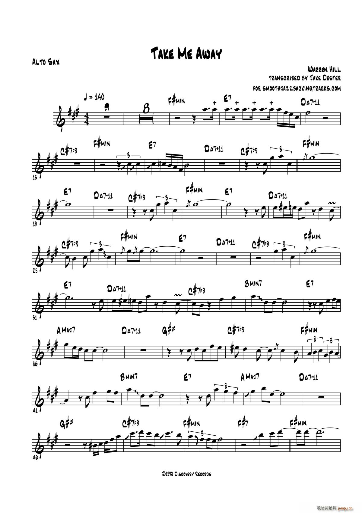 Take Me Away 中音萨克斯(十字及以上)1