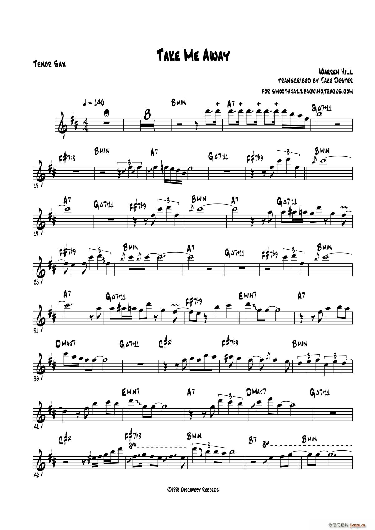 Take Me Away 次中音萨克斯(十字及以上)1