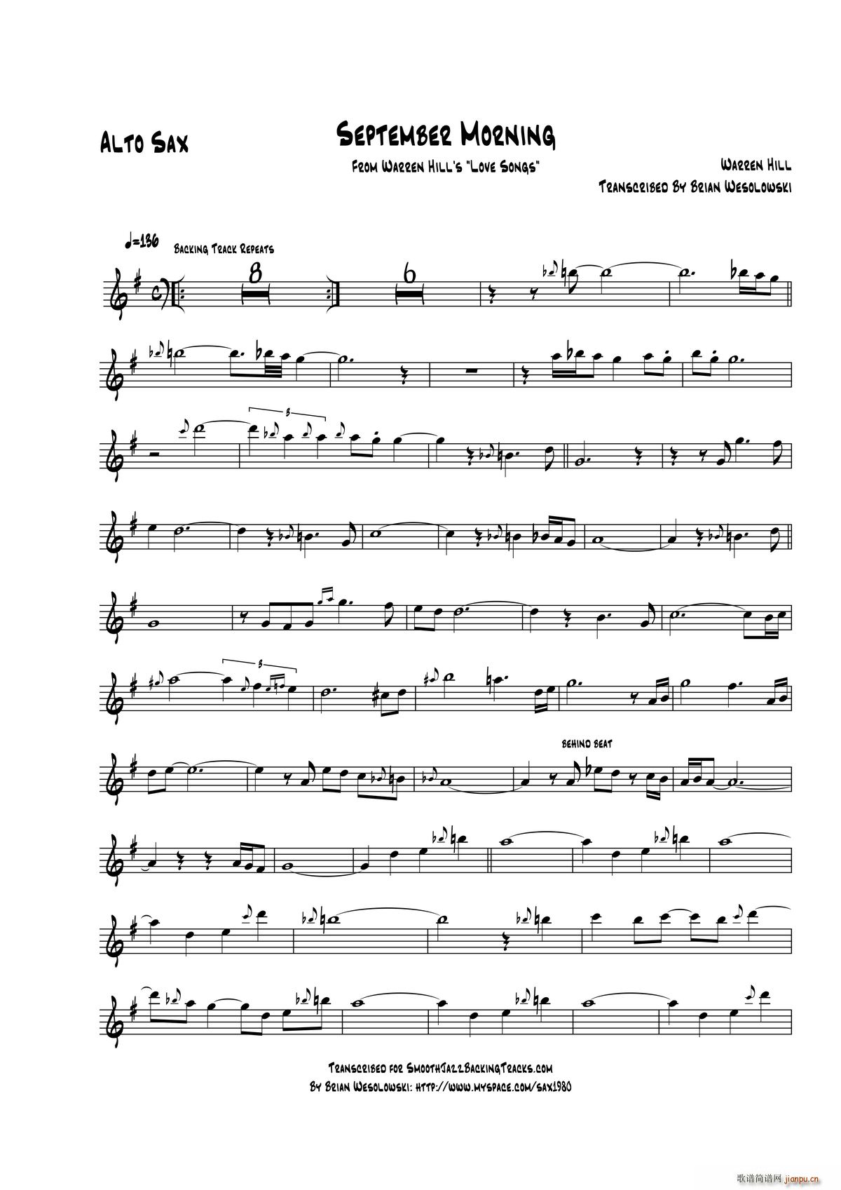 September Morning 中音萨克斯(十字及以上)1