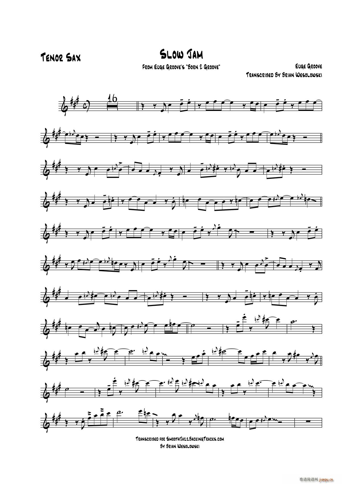 Slow Jam 次中音萨克斯(十字及以上)1