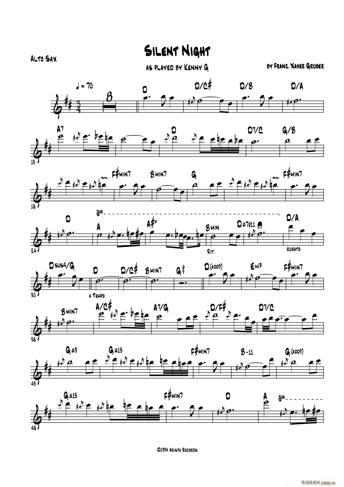 Silent Night 中音萨克斯(十字及以上)1