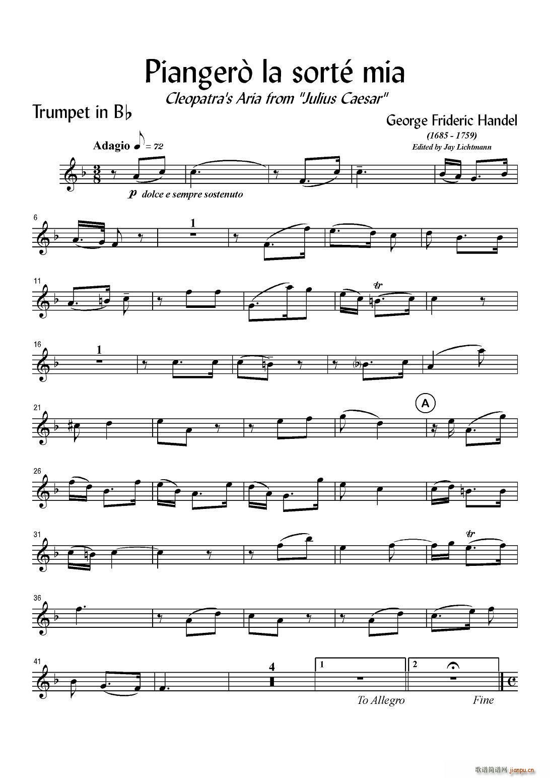 Piangero la sorte mia 铜管(十字及以上)1