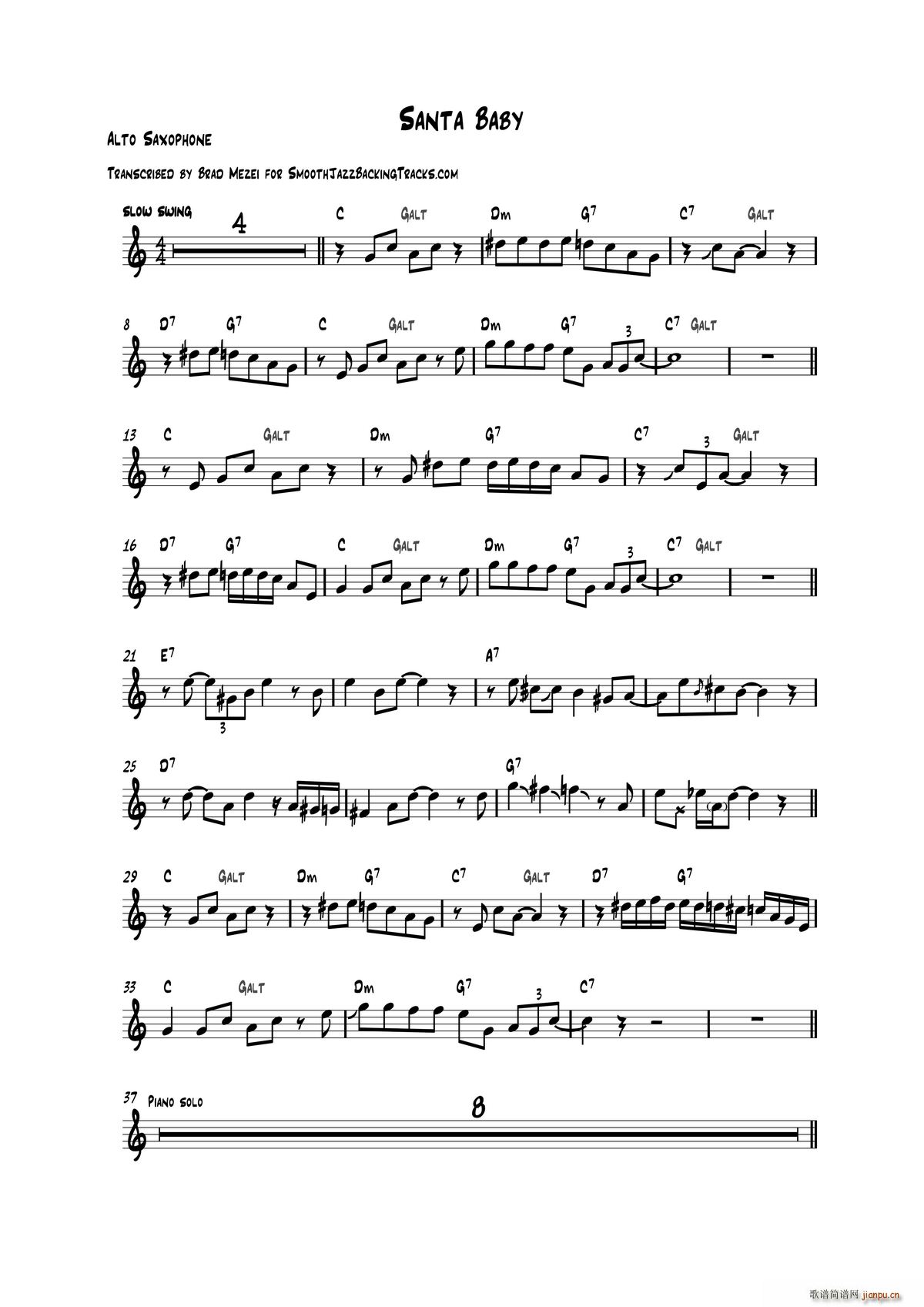 Santa Baby 中音萨克斯(十字及以上)1