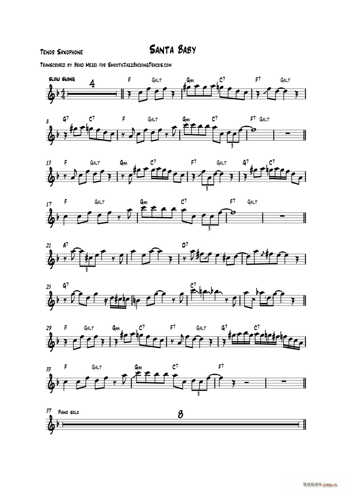 Santa Baby 次中音萨克斯(十字及以上)1