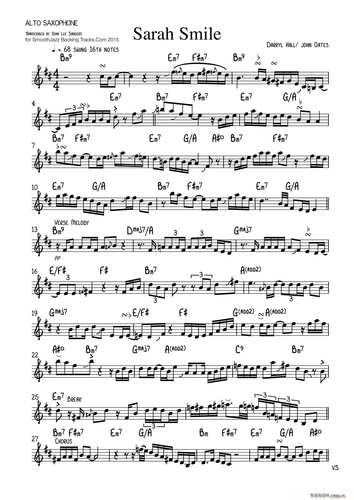 Sara Smile 中音萨克斯(十字及以上)1