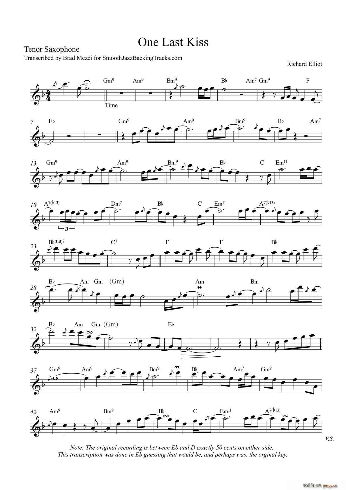 One Last Kiss 次中音萨克斯(十字及以上)1