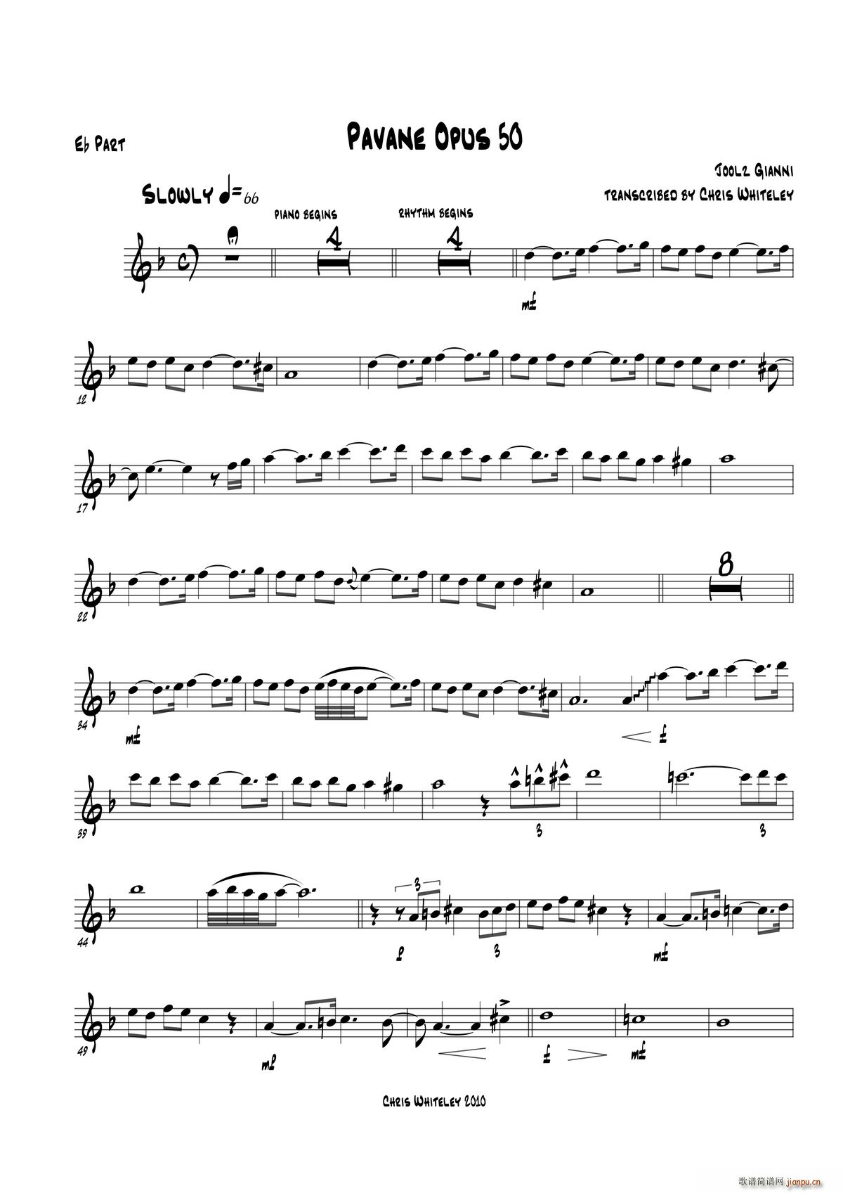 Pavane Opus 50 bE Part(十字及以上)1