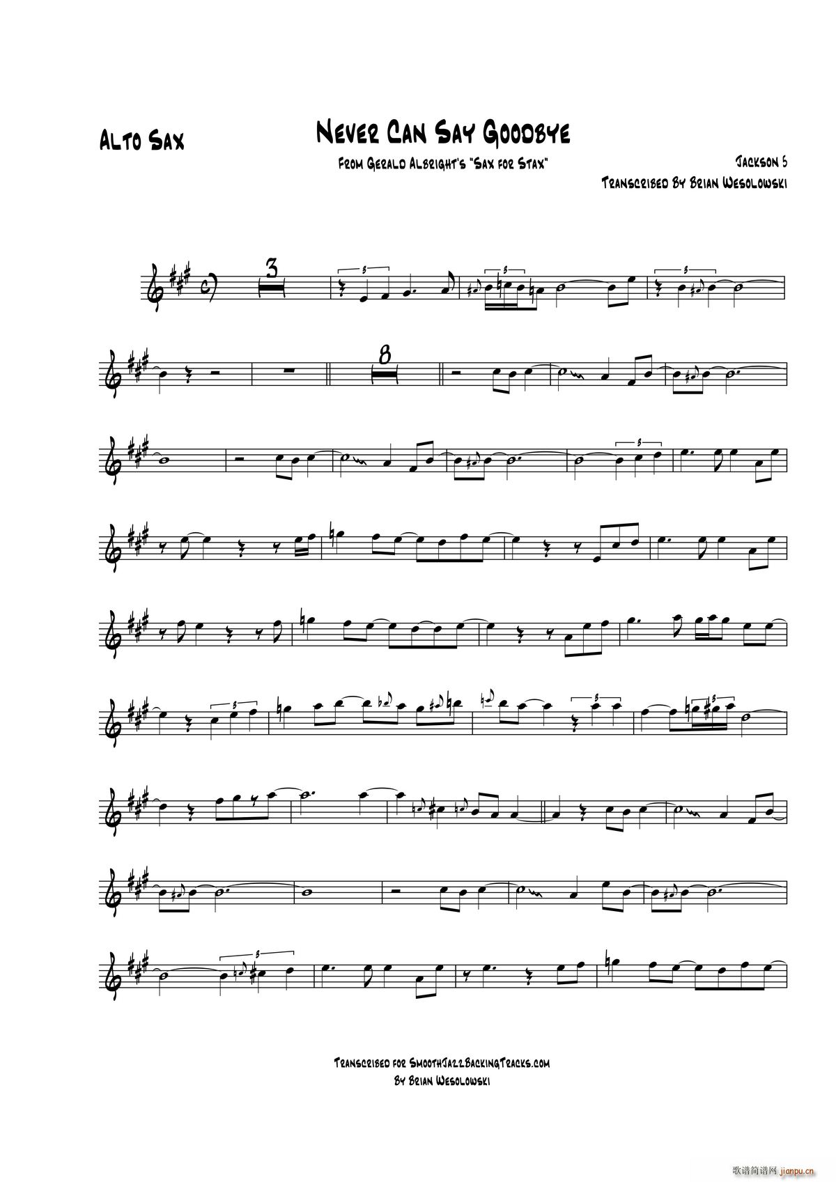 Never Can Say Goodbye 中音萨克斯(十字及以上)1