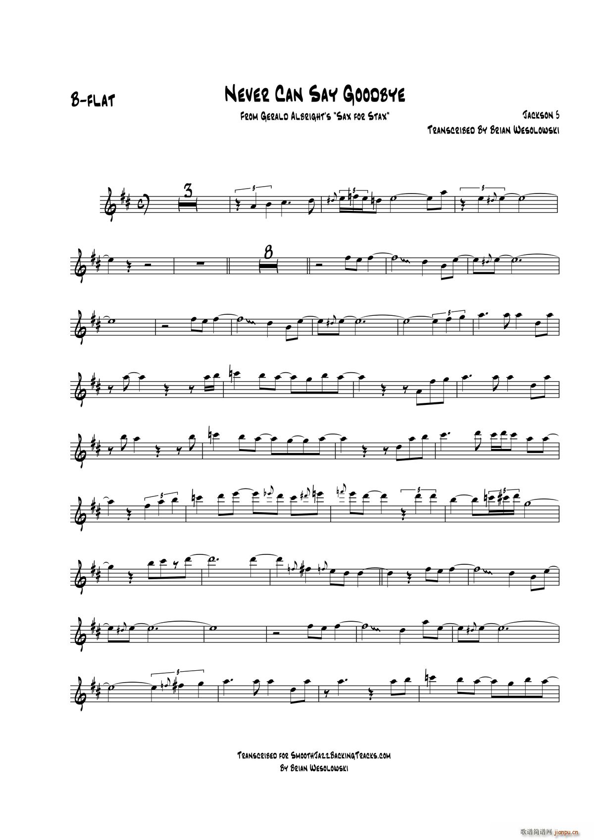 Never Can Say Goodbye 次中音萨克斯(十字及以上)1