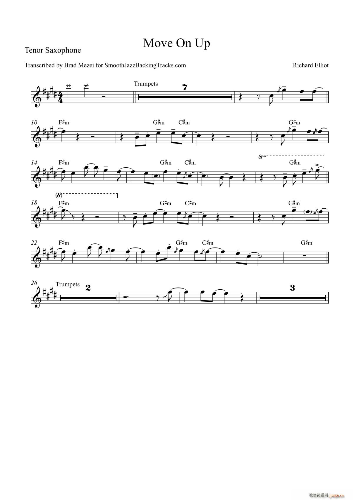 Move On Up 次中音萨克斯(十字及以上)1