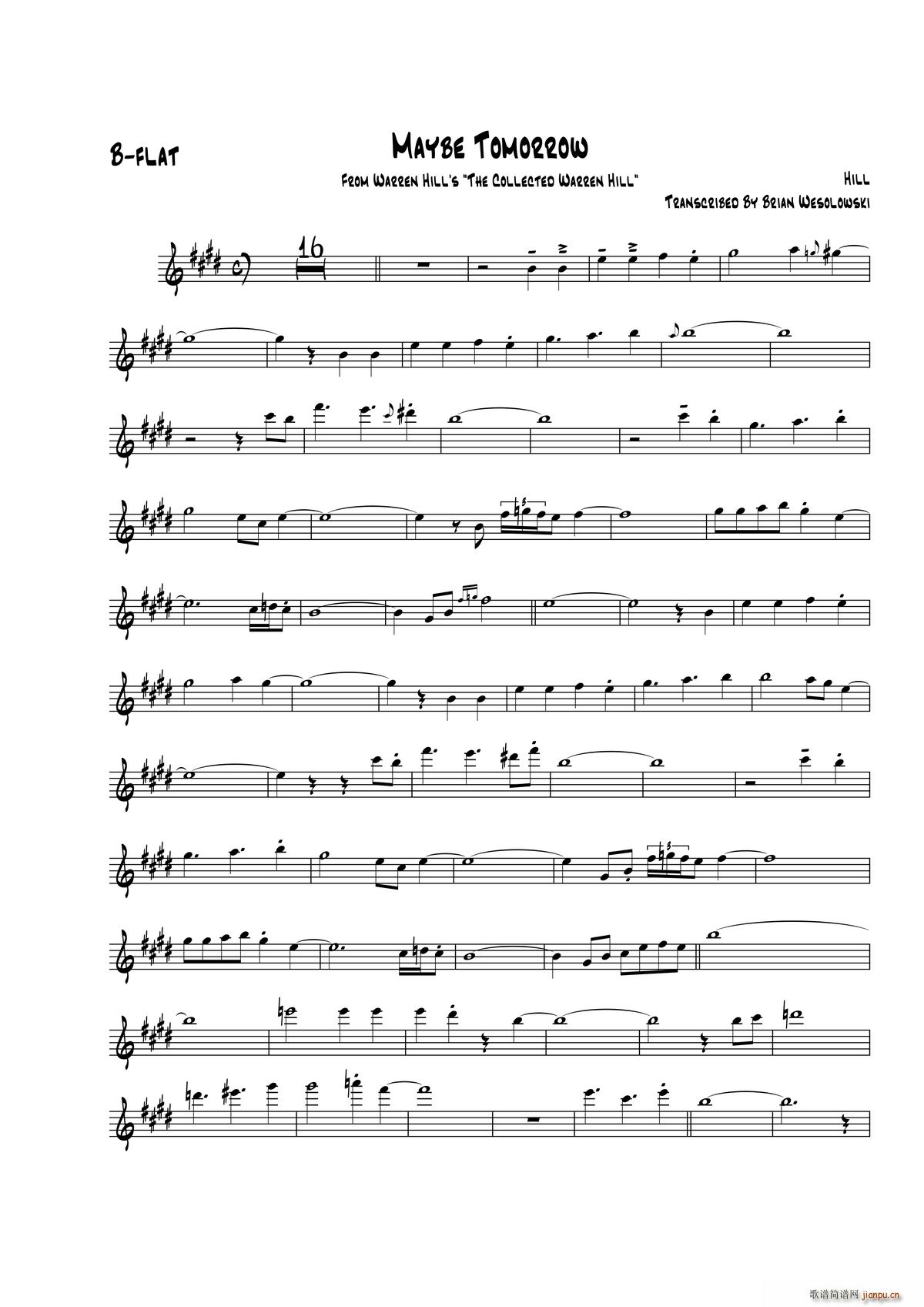 Maybe Tomorrow 次中音萨克斯(十字及以上)1