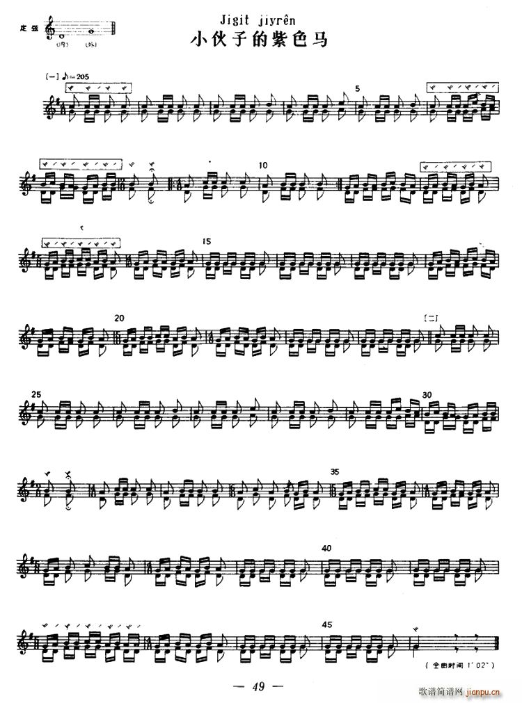 小伙子的紫色马 冬不拉(十字及以上)1