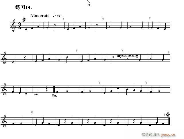 快速入门 附录 视唱浅易经典练习曲 14(十字及以上)1