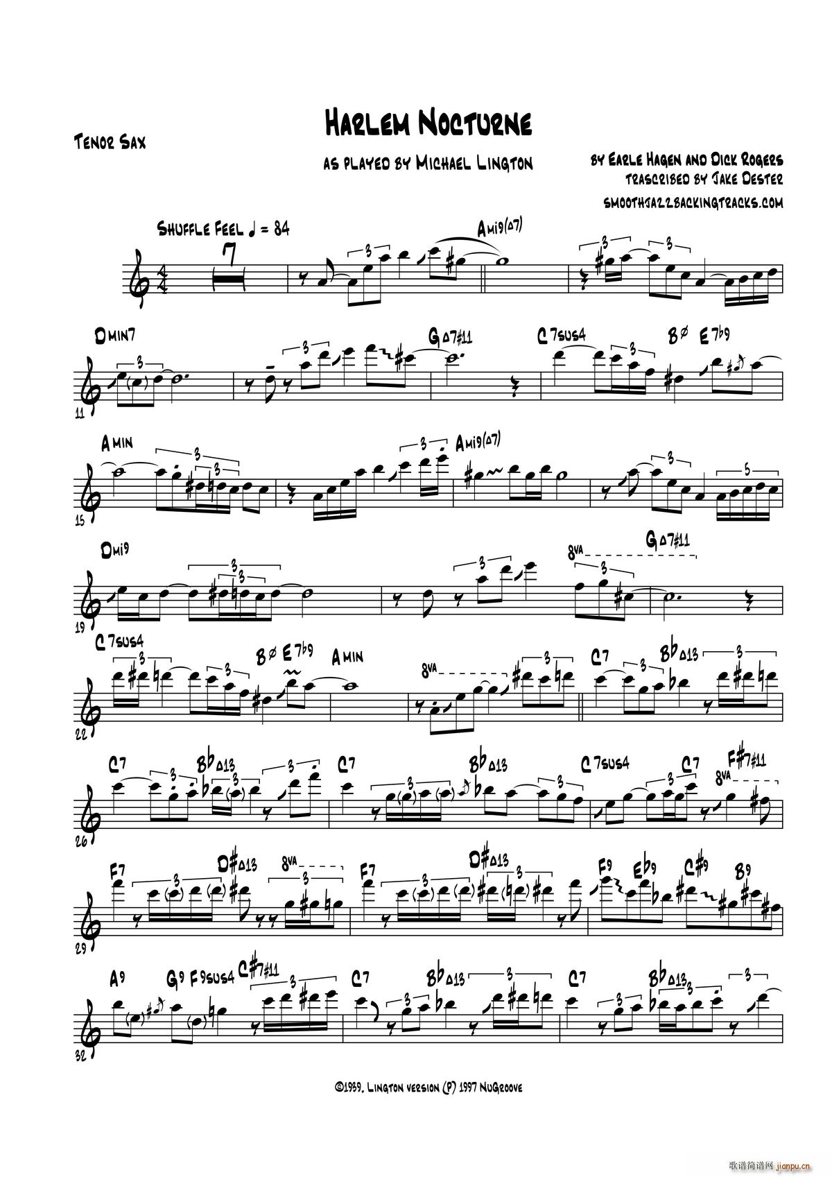 Harlem Nocturne 次中音萨克斯(十字及以上)1