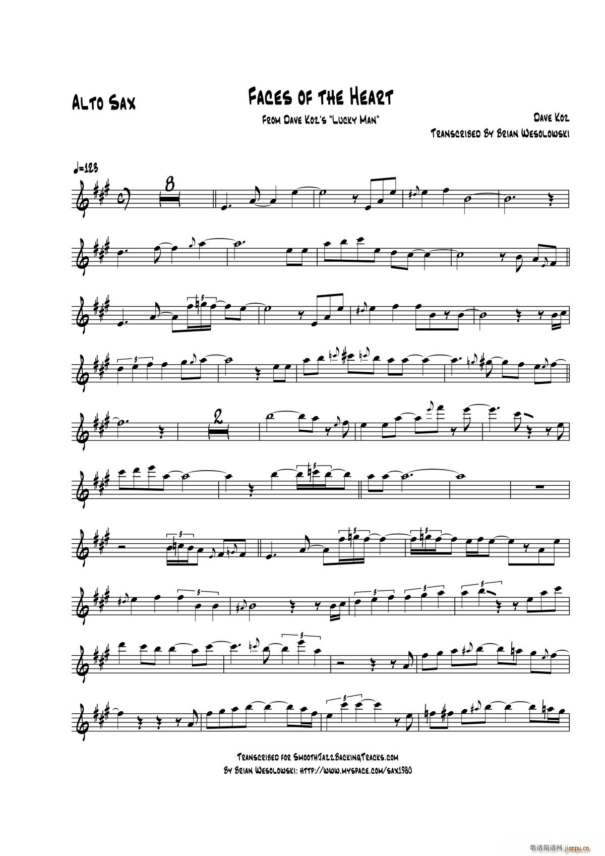 Faces Of The Heart 中音萨克斯(十字及以上)1