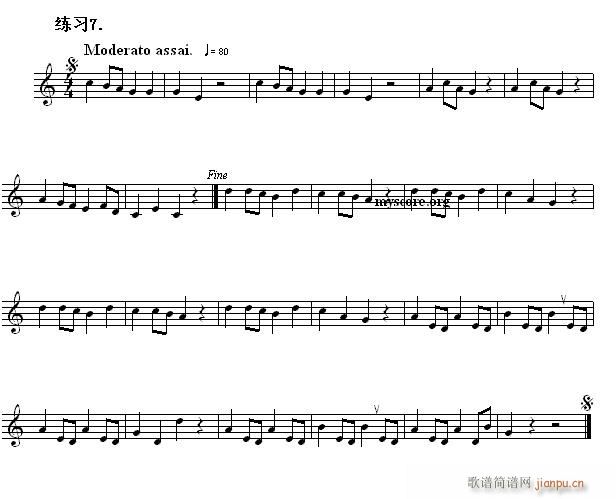 快速入门 附录 视唱浅易经典练习曲 7(十字及以上)1
