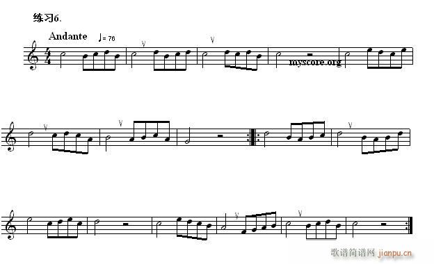快速入门 附录 视唱浅易经典练习曲 6(十字及以上)1