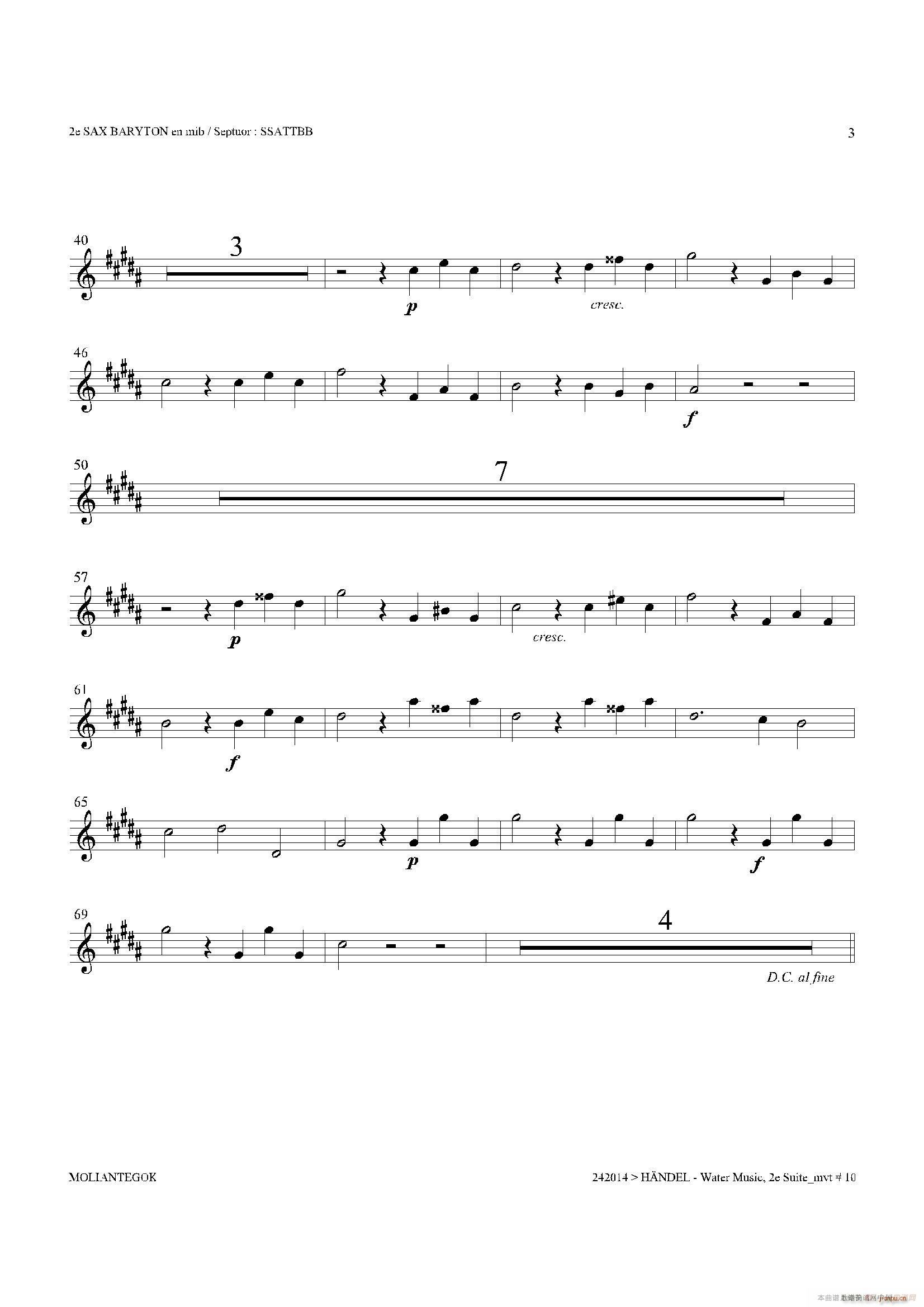 Water Music HWV 349 No 2 第二上低音萨克斯(十字及以上)3
