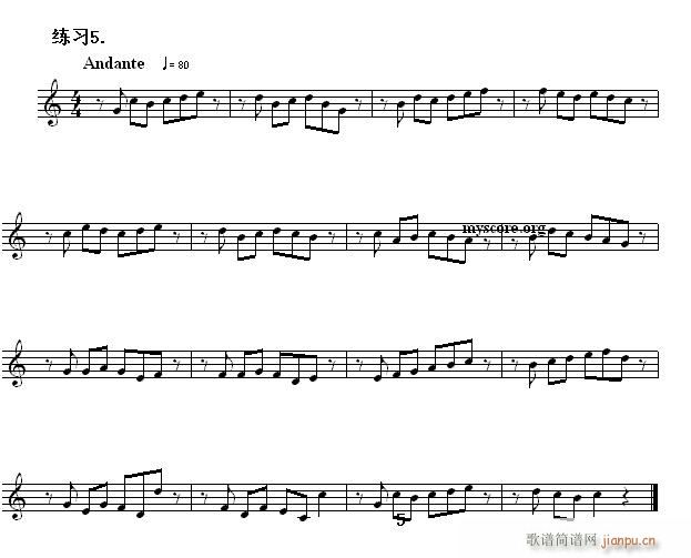 快速入门 附录 视唱浅易经典练习曲 5(十字及以上)1