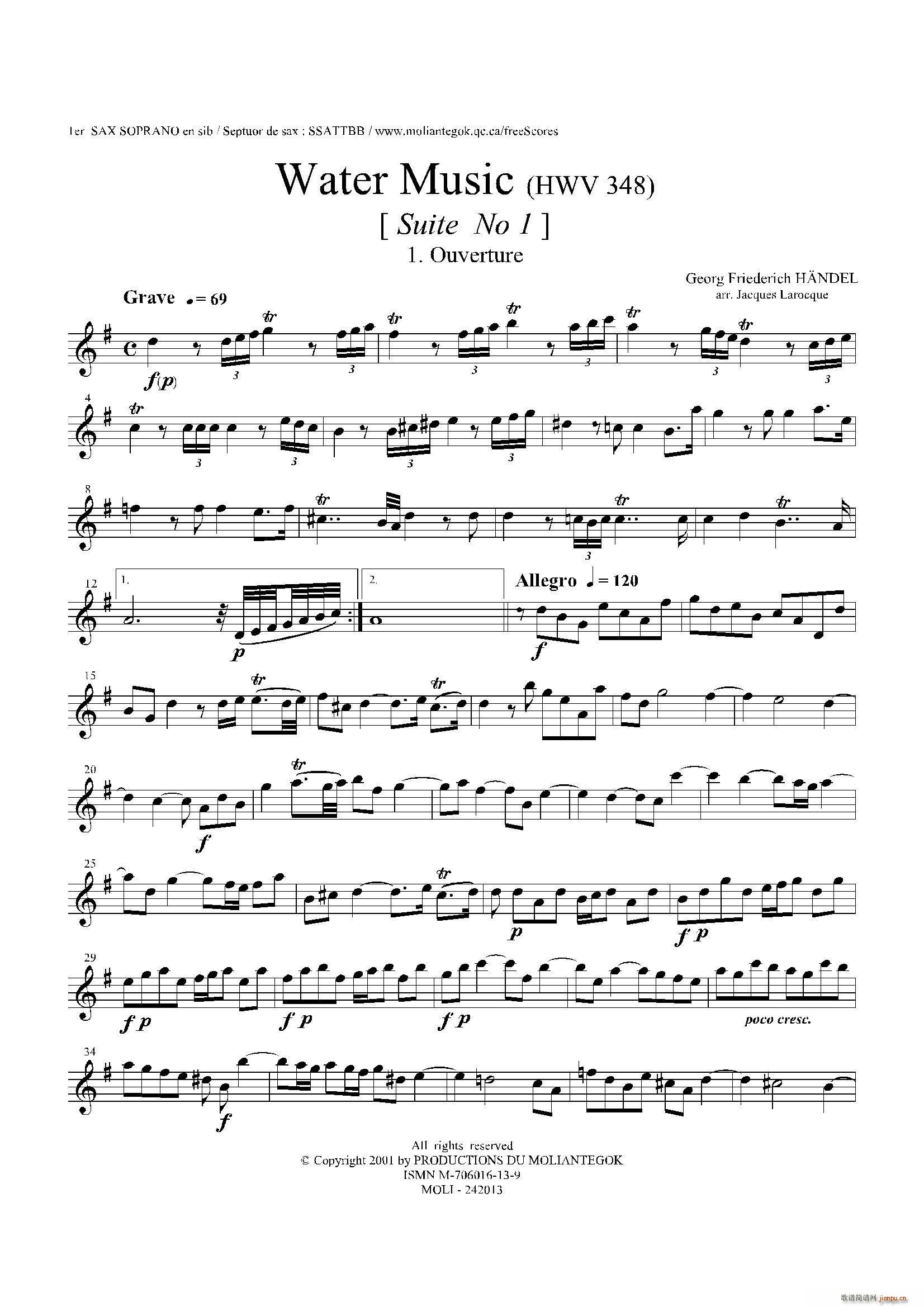 Water Music HWV 348 No 1 第一高音萨克斯(十字及以上)1