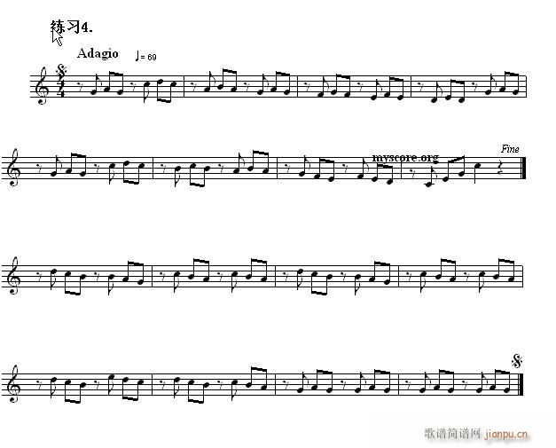 快速入门 附录 视唱浅易经典练习曲 4(十字及以上)1